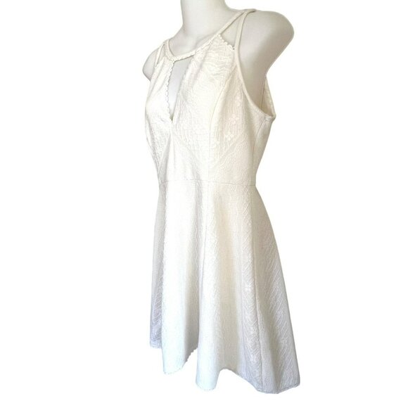 FREE PEOPLE SIZE 10 IVORY WHITE LACE FIT & FLARE SKATER DRESS - Picture 5 of 16